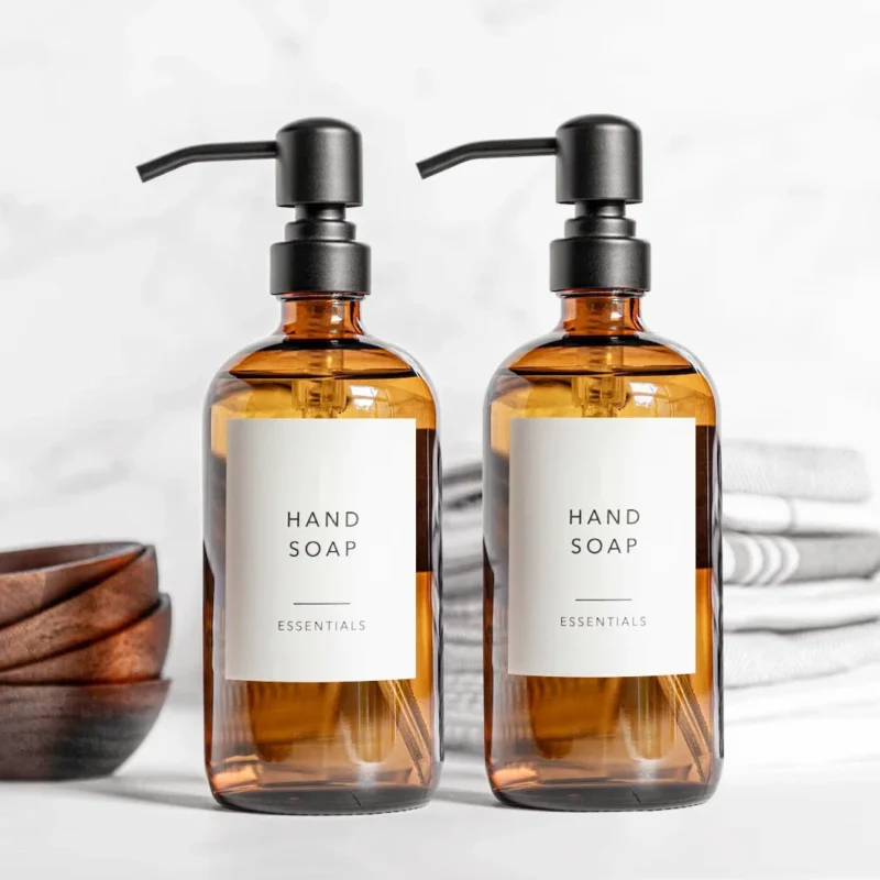 Amber Glass Soap Dispenser