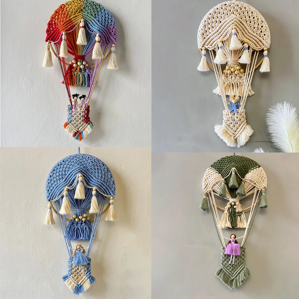 Hot Air Balloon Macrame Tapestry – Nordic Boho Wall Art