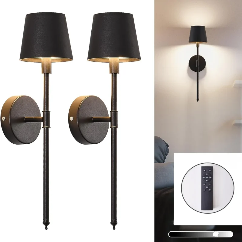 2x Nordic USB Wall Lamps – Rechargeable Tri-Color Light