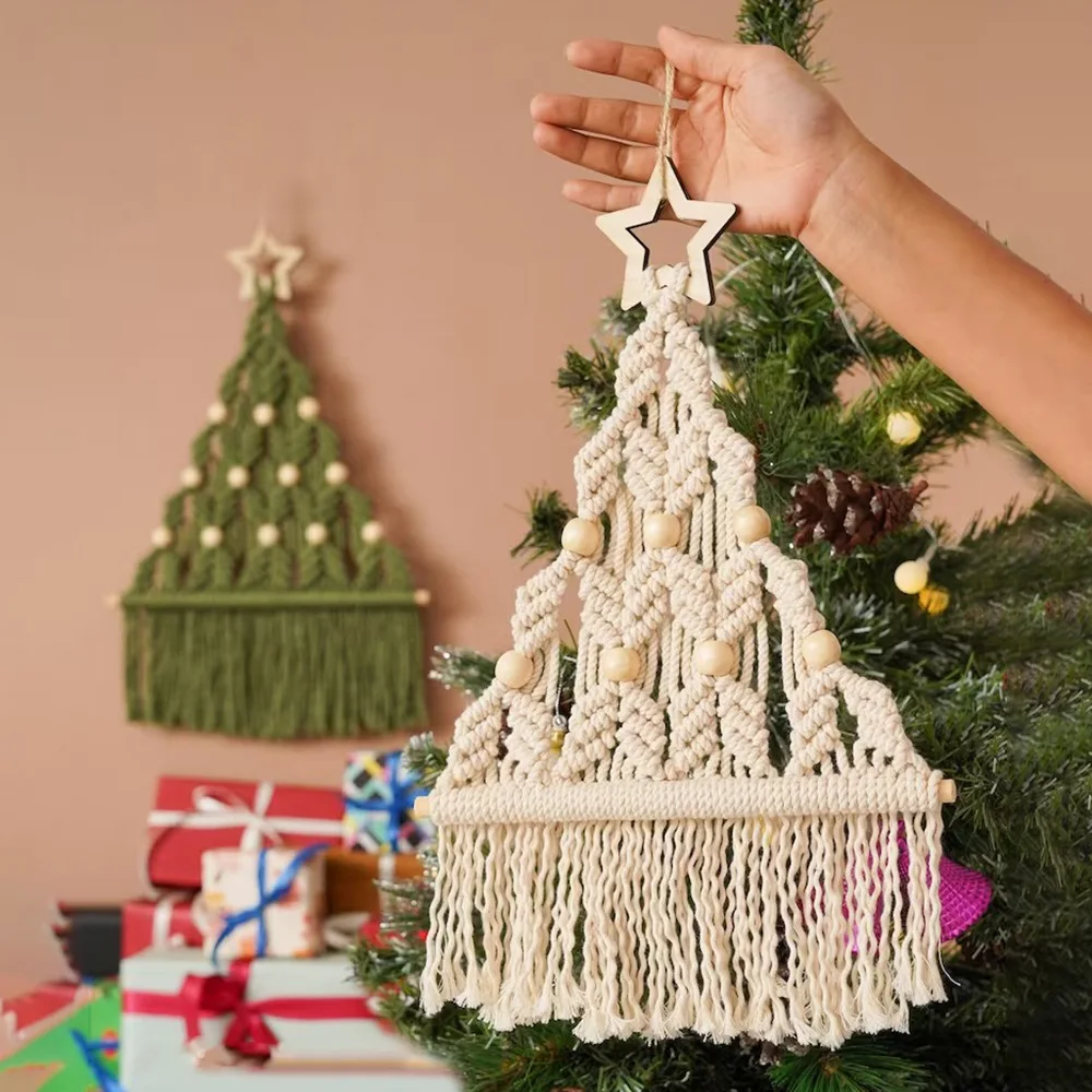 Macrame Christmas Tree Wall Hanging – Nordic Holiday Decor