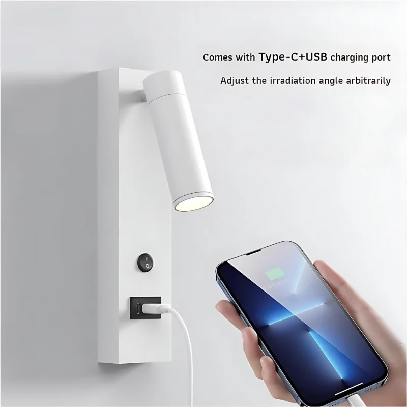 Modern Nordic LED Wall Sconce with USB-C Charging