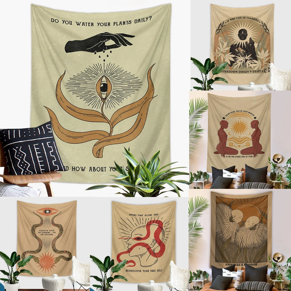 Boho Meditation Wall Tapestry – Cobra & Mushroom Art Print