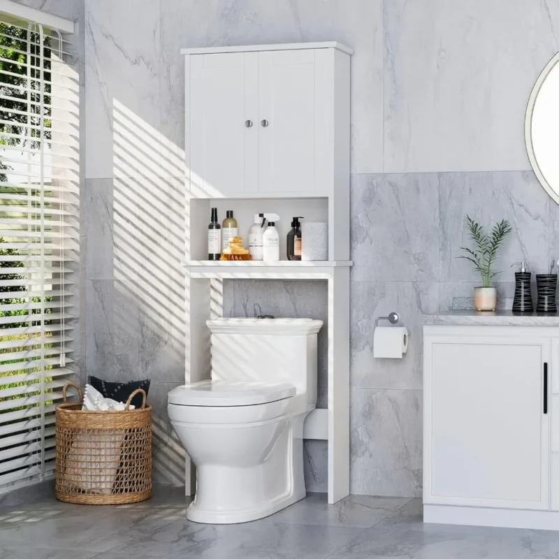 White Over Toilet Storage Cabinet